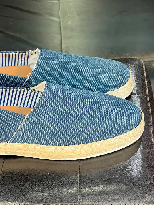 MOCASSINO DENIM FONDO PAGLIA E GOMMA