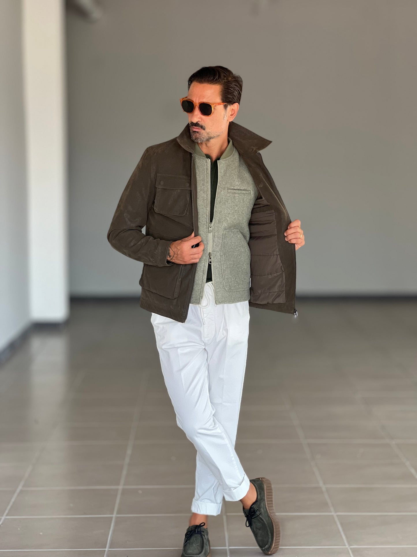 GILET VERDE PANNO E PIUMINO REVERSIBILE