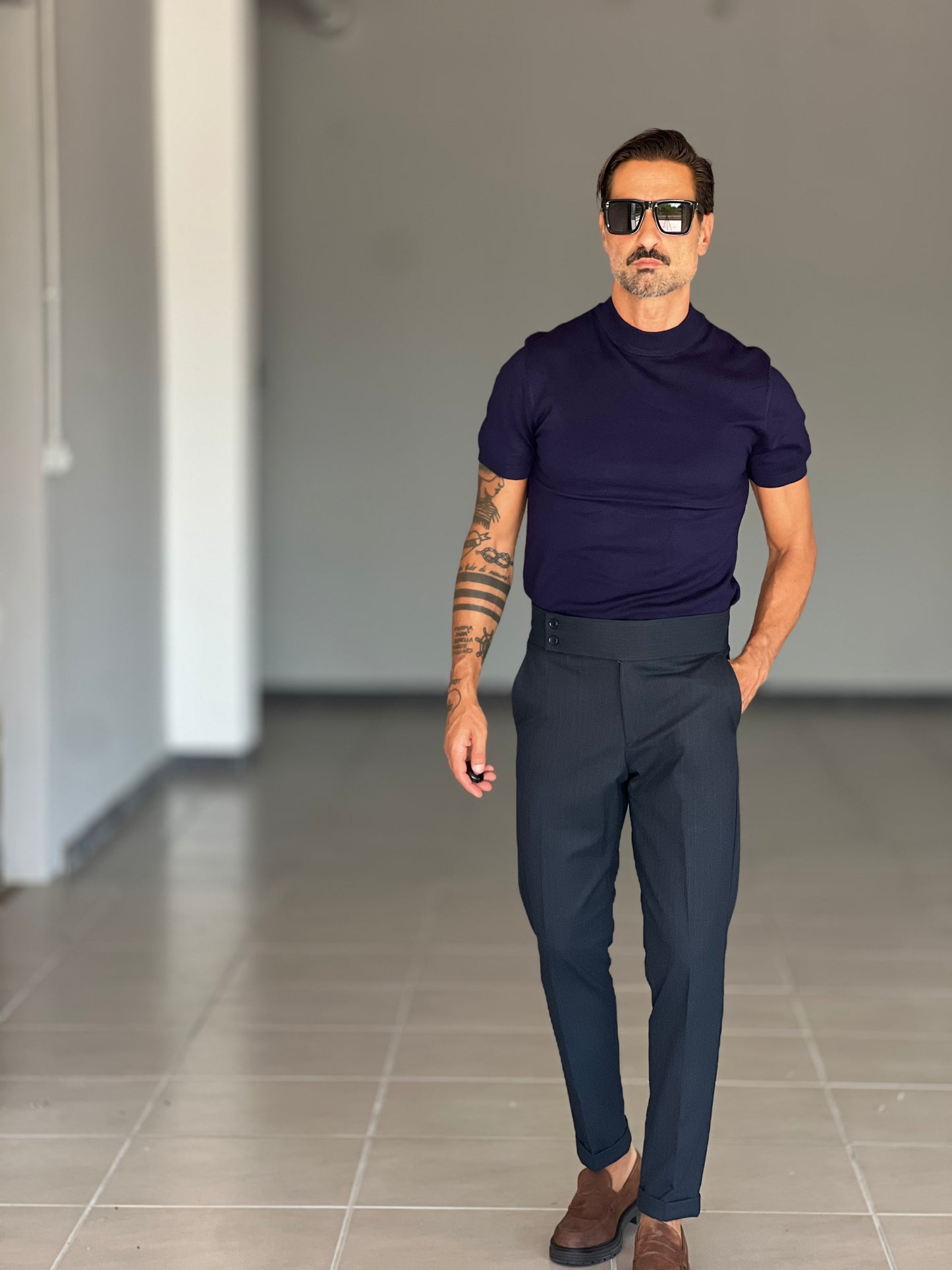 MAGLIA GIRO BLU MEZZO COLLO VISCOSA E MISTI