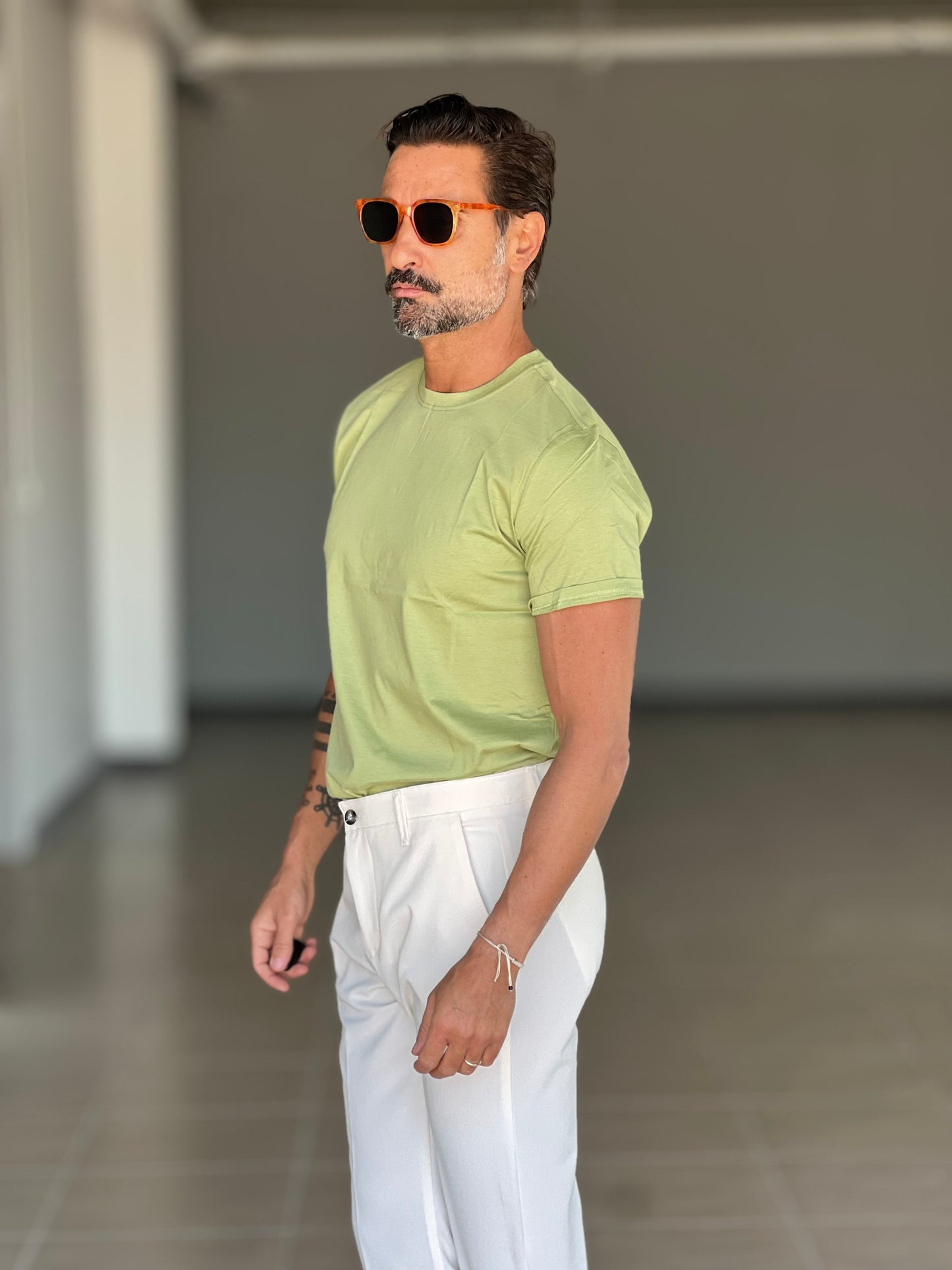 T SHIRT VERDE SALVIA FILO DI SCOZIA MEZZA MANICA