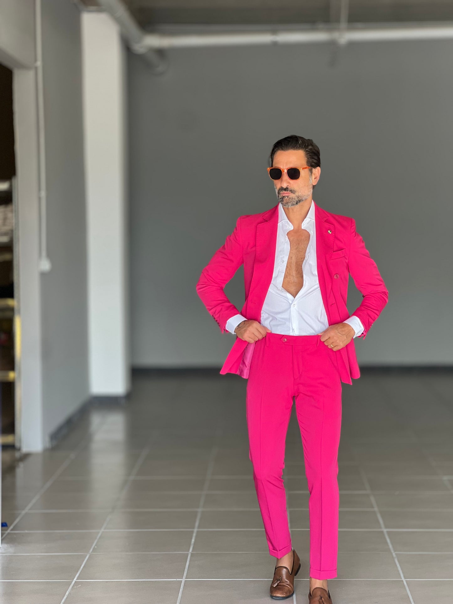 ABITO DOPPIOPETTO FUCSIA VISCOSA