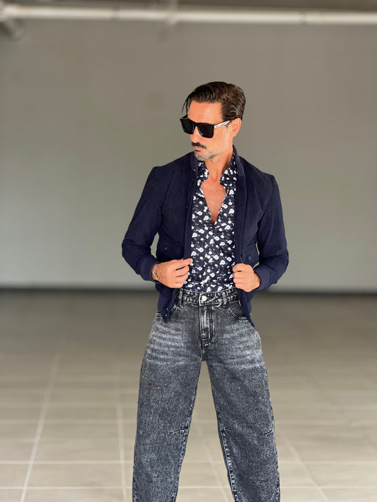 COLLEGE BLU VELLUTO MILLERIGHE