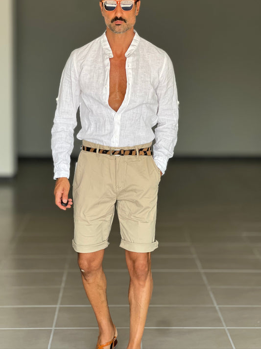 WHITE VISCOSE TROUSERS WITH REGULAR BOTTOM