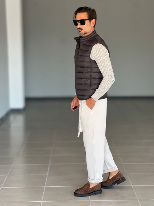 WHITE VISCOSE TROUSERS WITH REGULAR BOTTOM