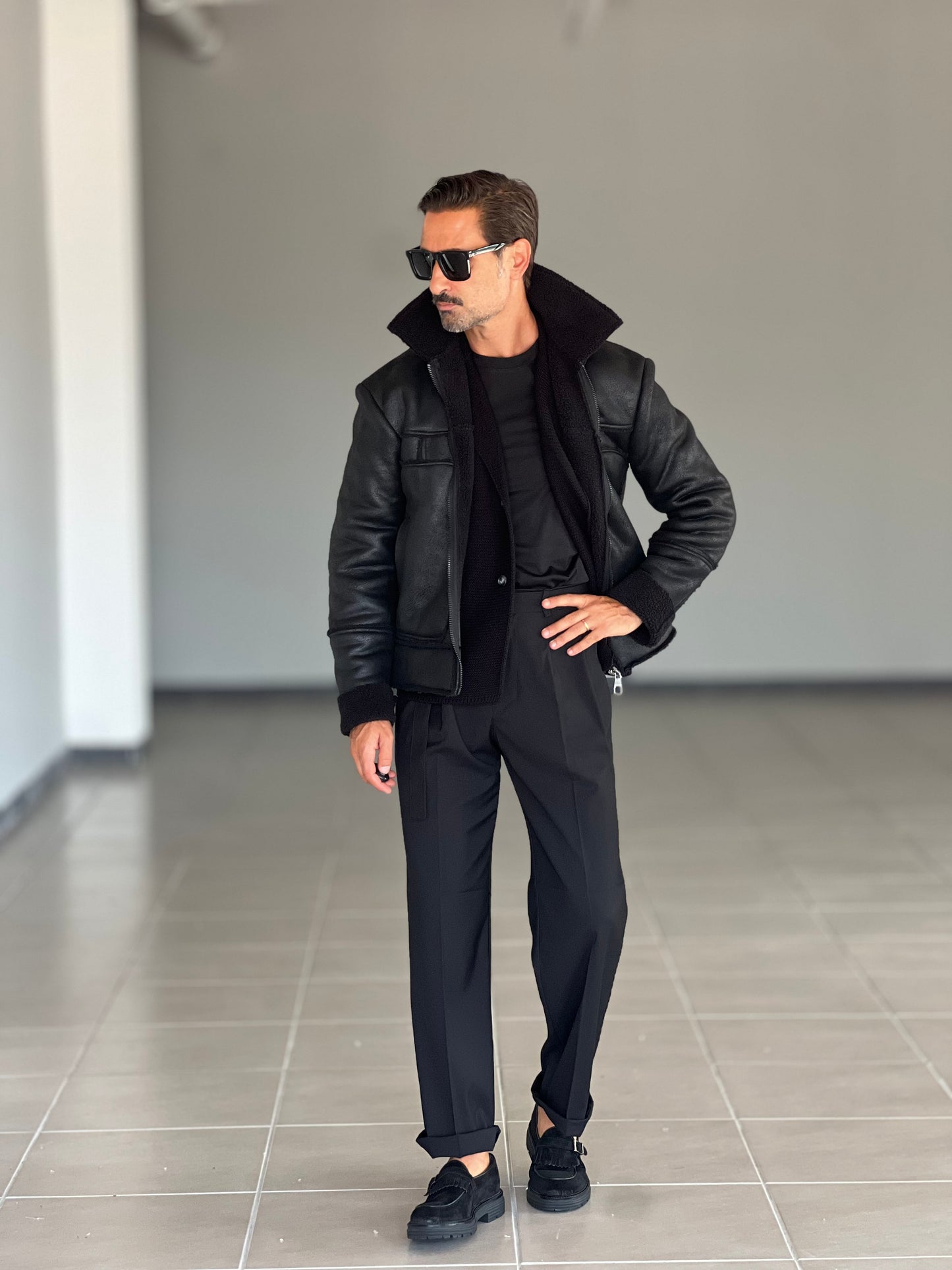 PANTALONE FONDO AMPIO NERO CINTURA VISCOSA E MISTI