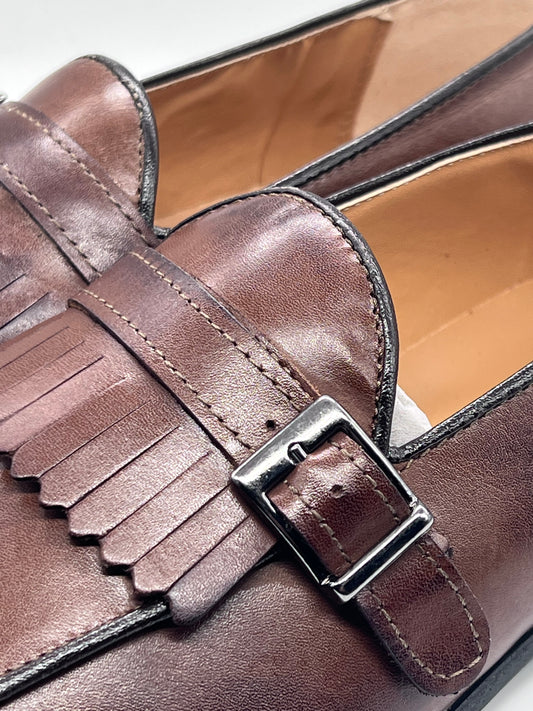 MOCASSINO PELLE MORO FRANGIA E FIBIA