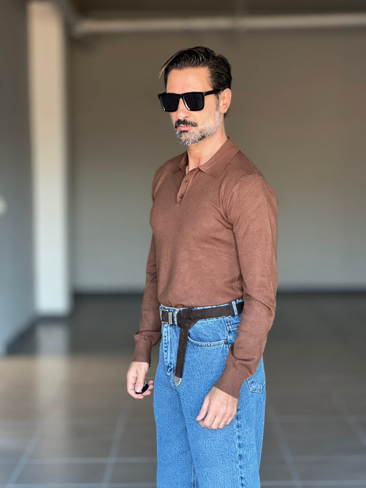 POLO CIOCCOLATO RASATA VISCOSA E MISTI