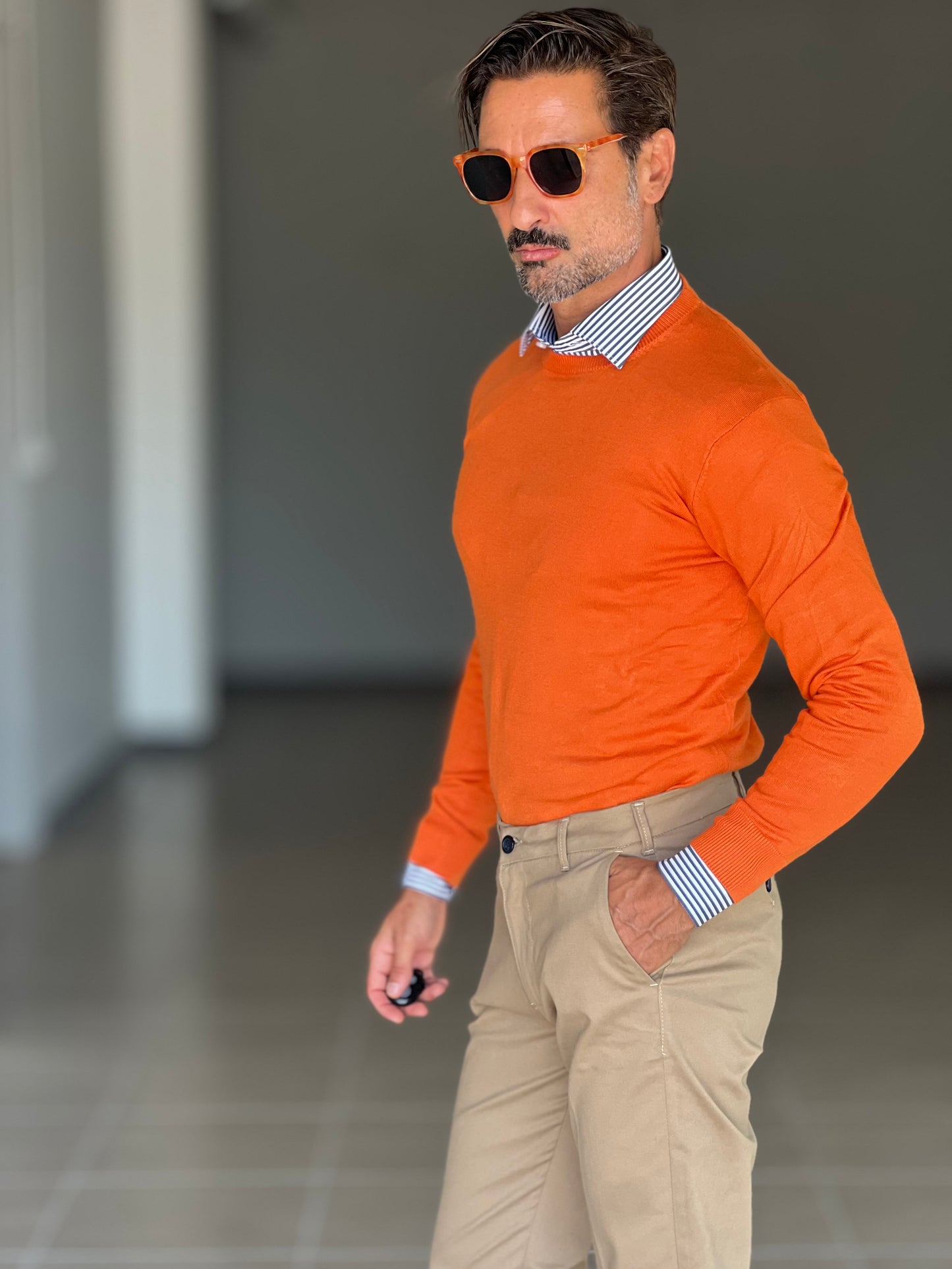 MAGLIA GIRO ARANCIO 2 FILI VISCOSA E MISTI