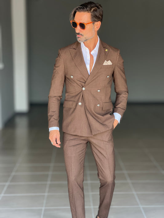 ABITO MORO GESSATO DOPPIOPETTO BOTTONE METALLO VISCOSA E MISTI