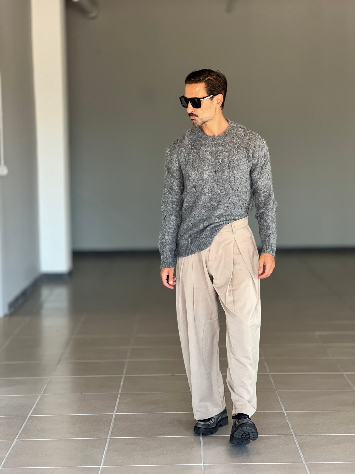 PANTALONE FONDO AMPIO CAMMELLO DOPPIA PINCES