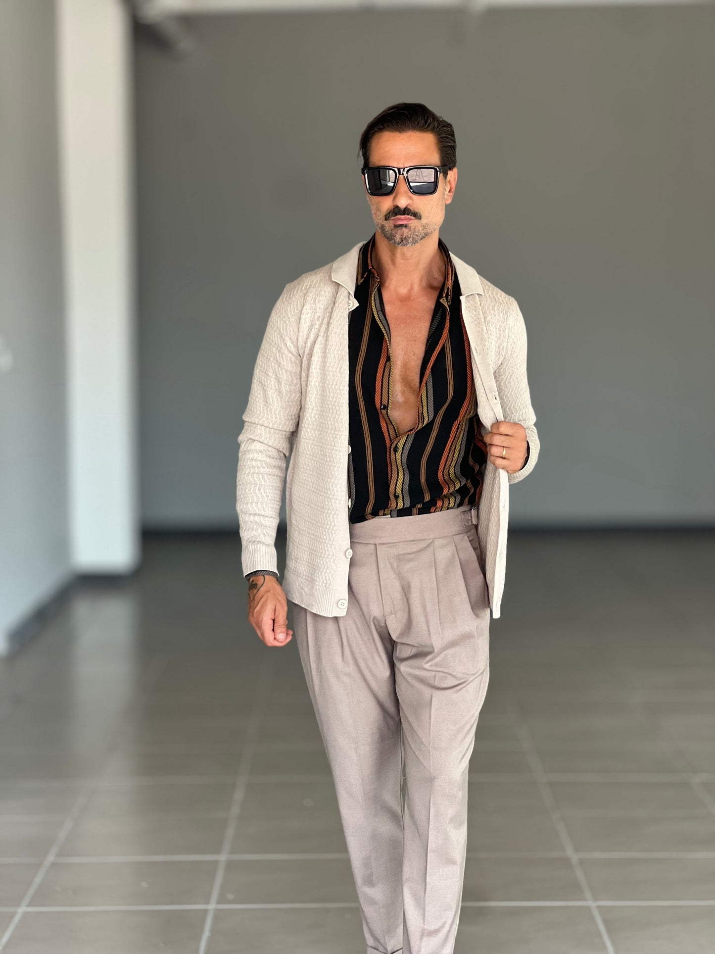 POLO CARDIGAN CAMMELLO TRAMATA