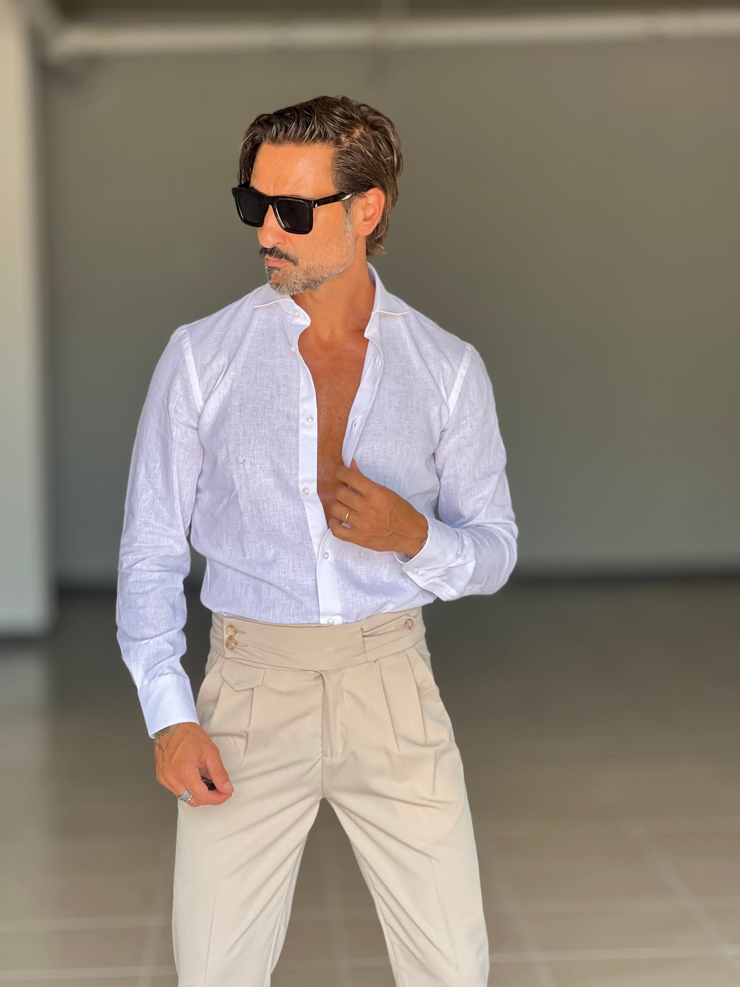 CAMICIA BIANCA 100%LINO