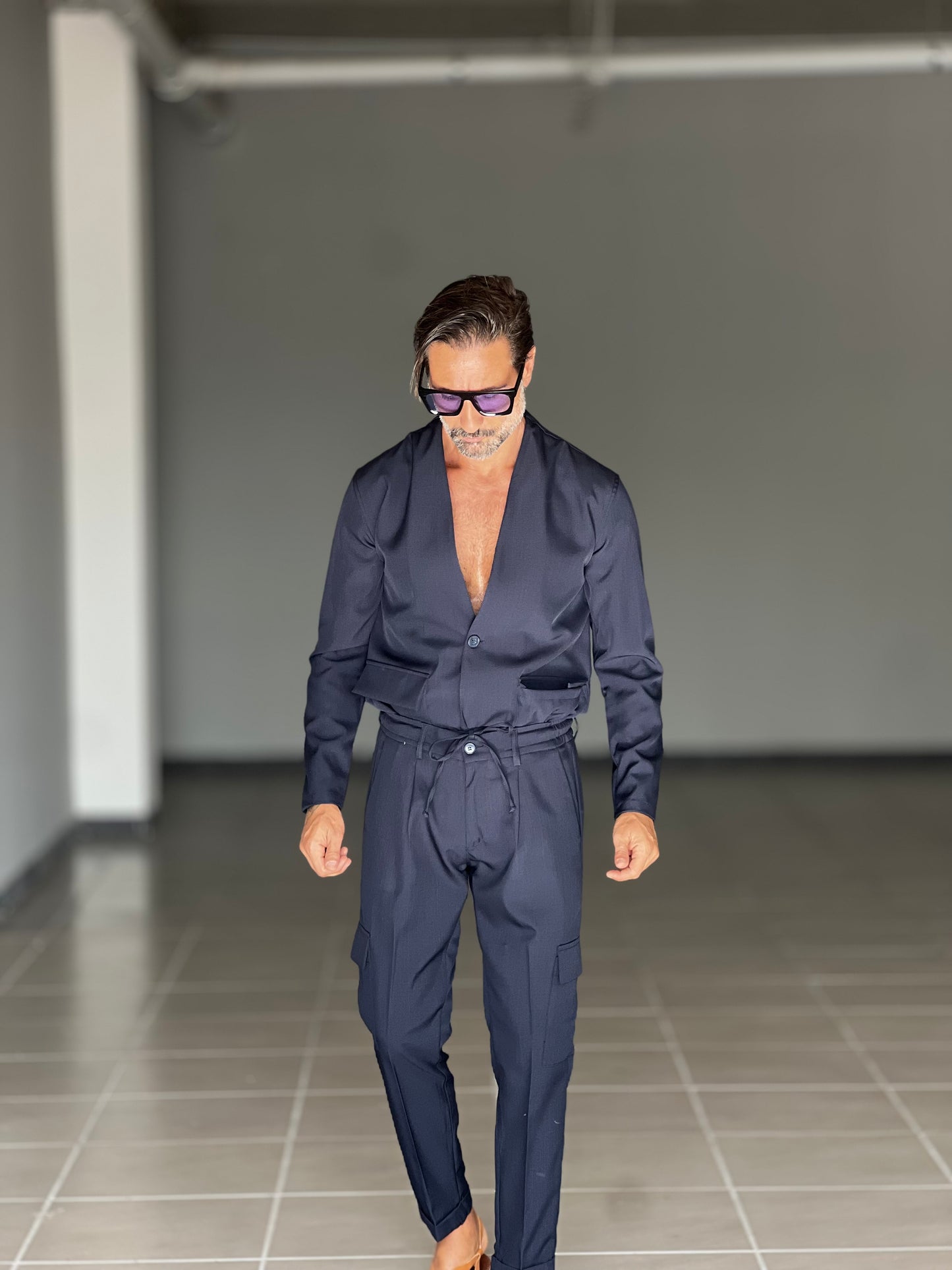 ABITO COLLO STONDATO BLU N VISCOSA