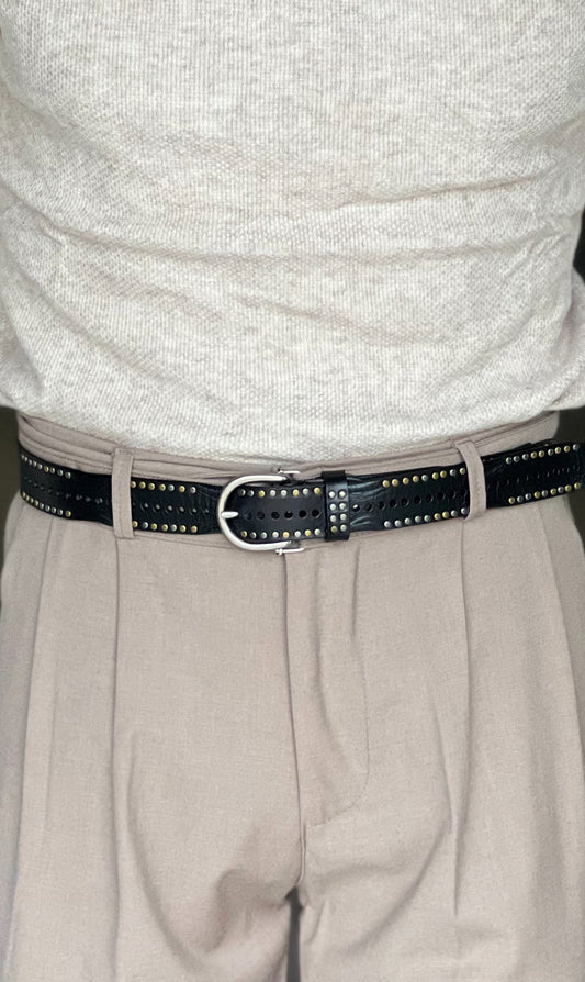 CINTURA PELLE NERA VOMERO BORCHIA