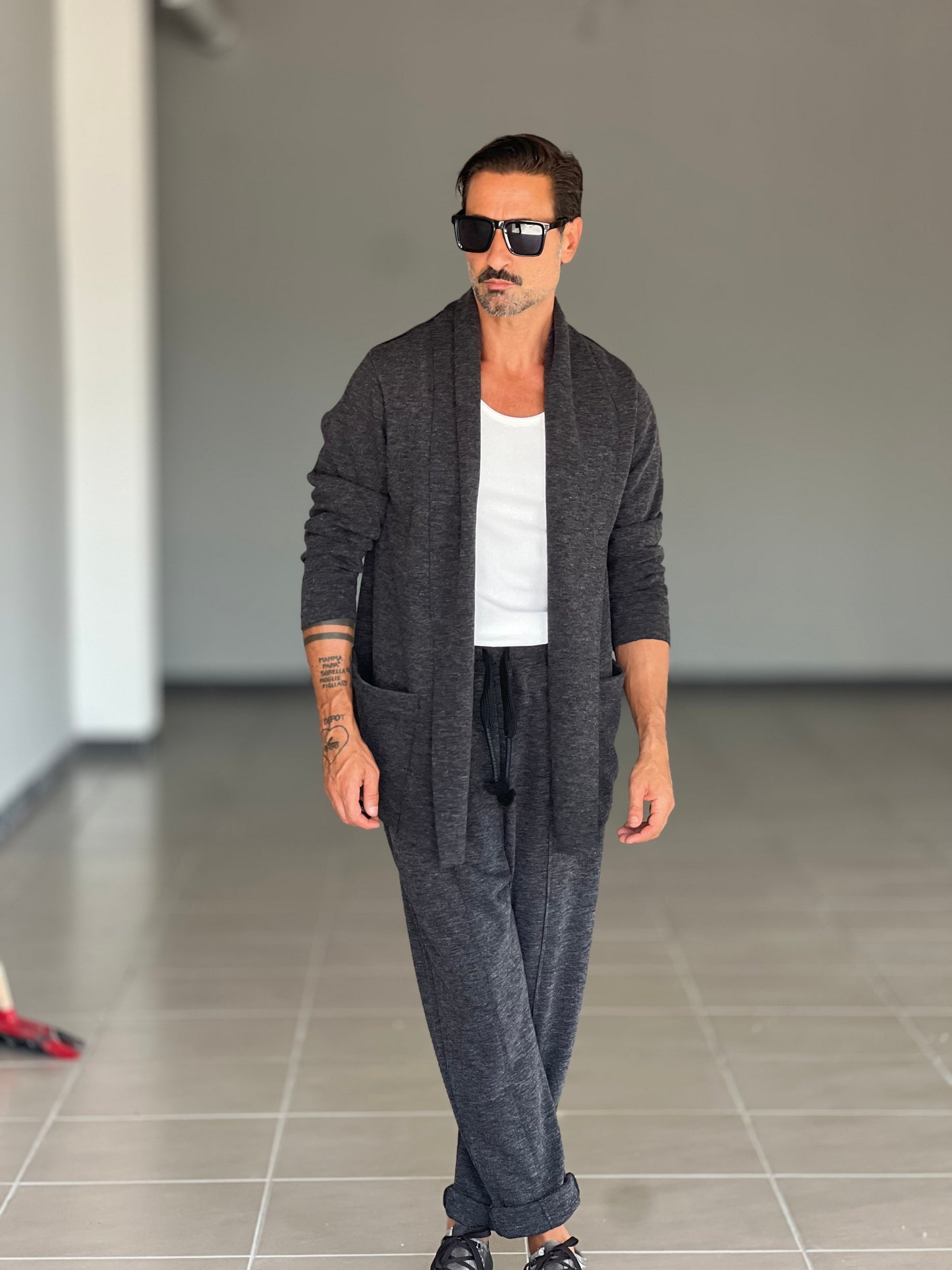 CARDIGAN GRIGIO MAXI SCIALLATO XAGON