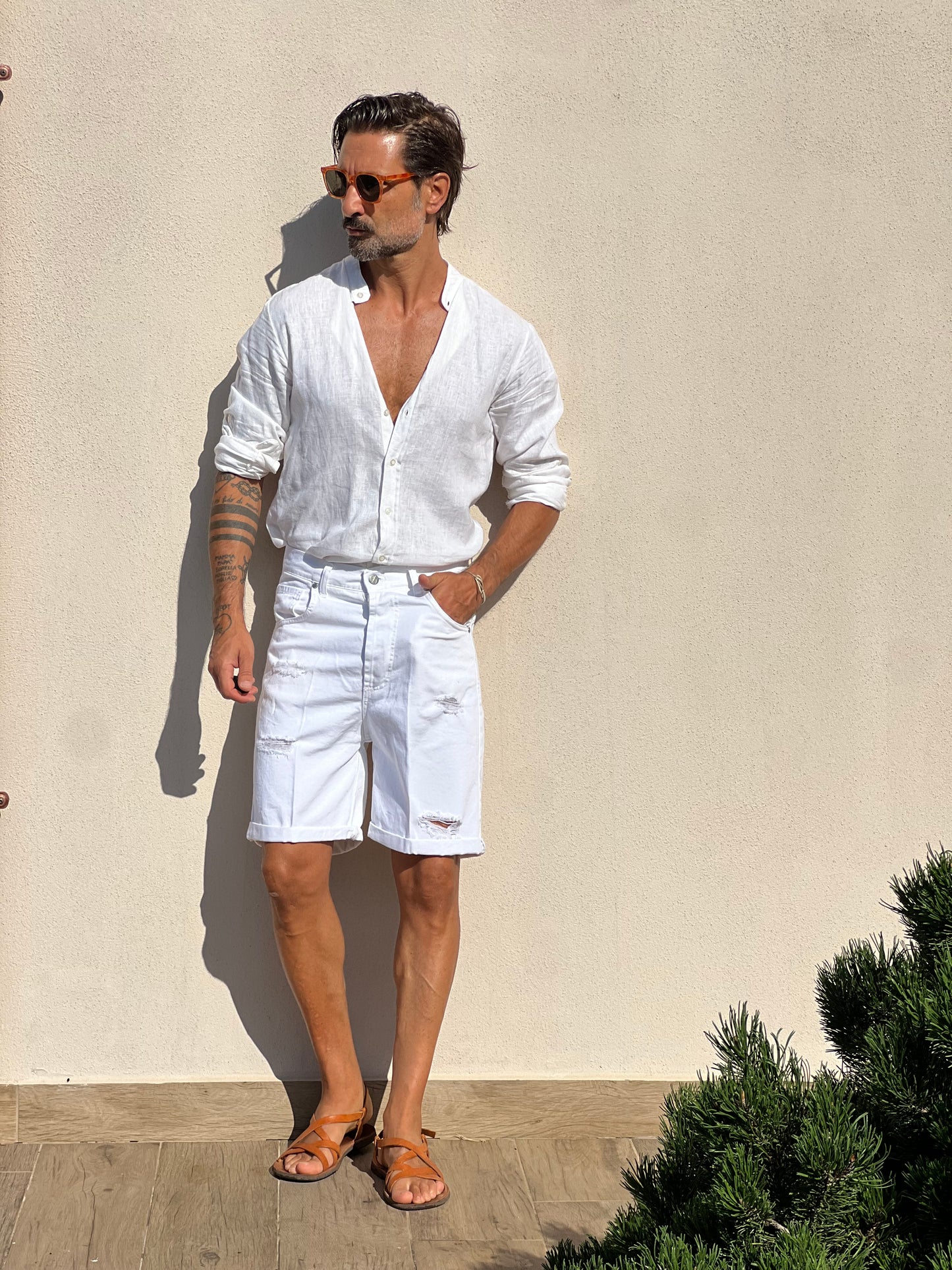 BERMUDA DENIM BIANCO ROTTURE