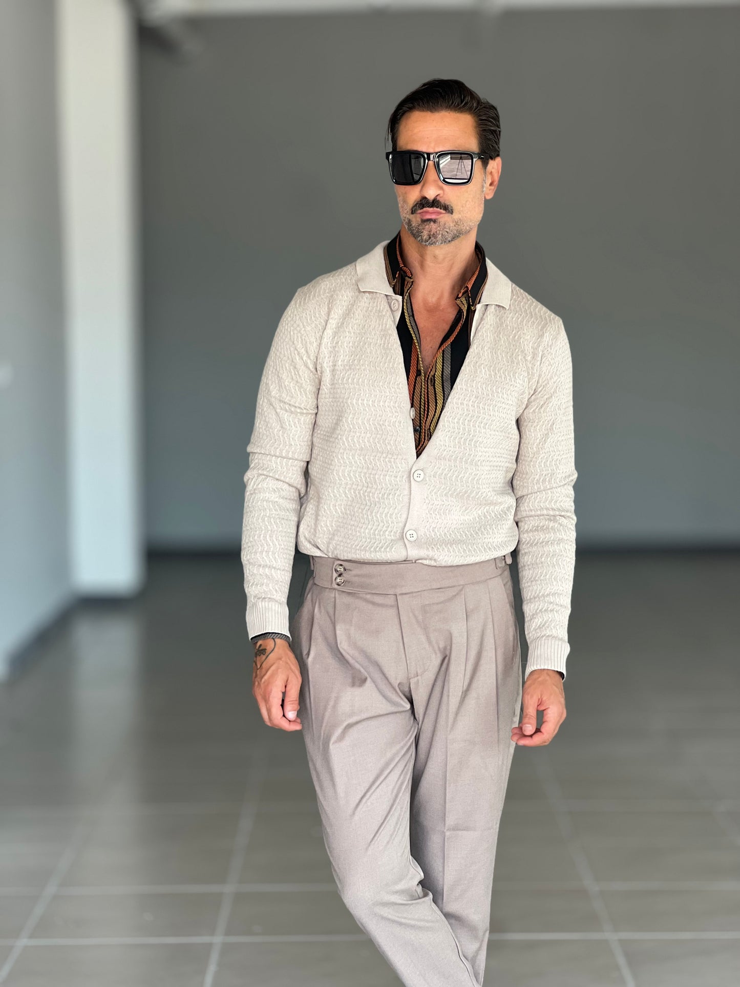 POLO CARDIGAN CAMMELLO TRAMATA