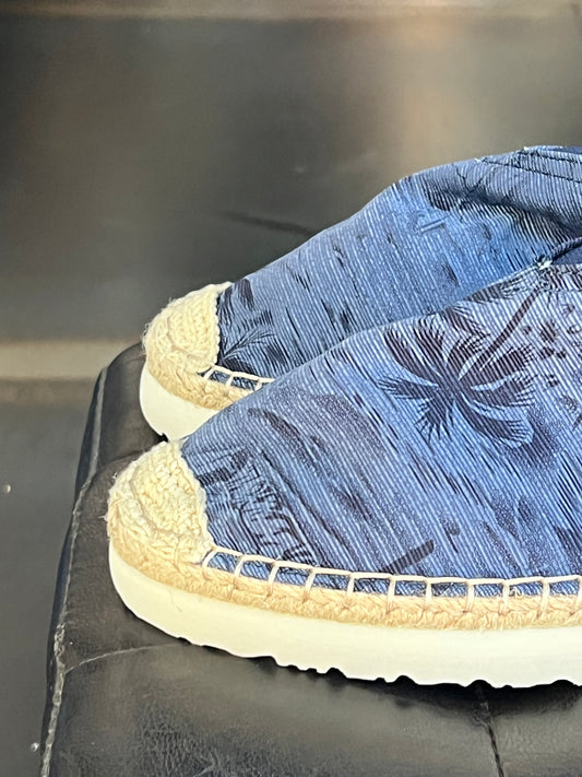 ESPADRILLAS BLU STAMPA FONDO PAGLIA E GOMMA