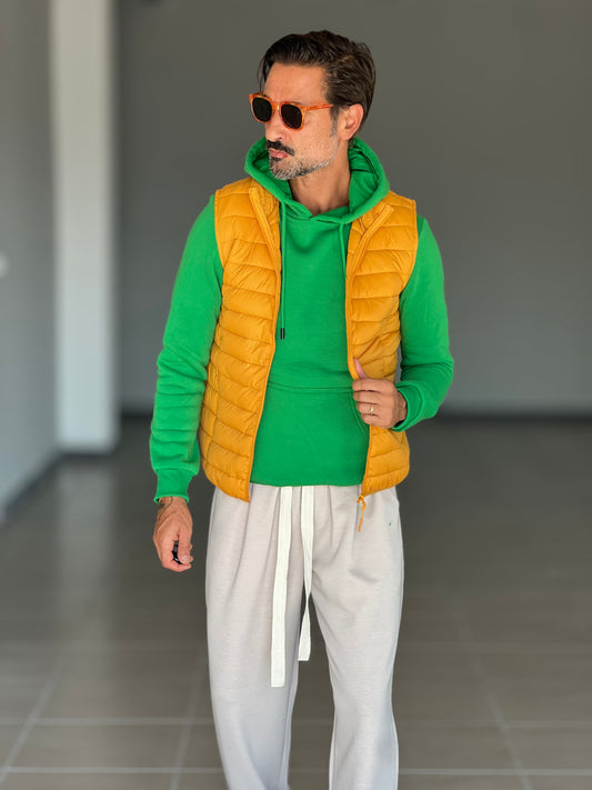 FELPA VERDE SMERALDO CAPPUCCIO