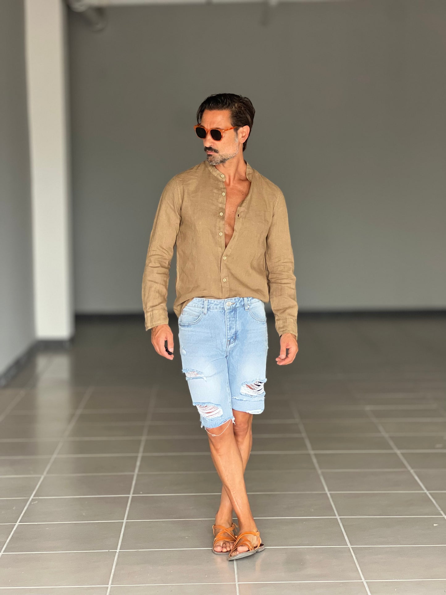 BERMUDA DENIM CHIARO ROTTURE