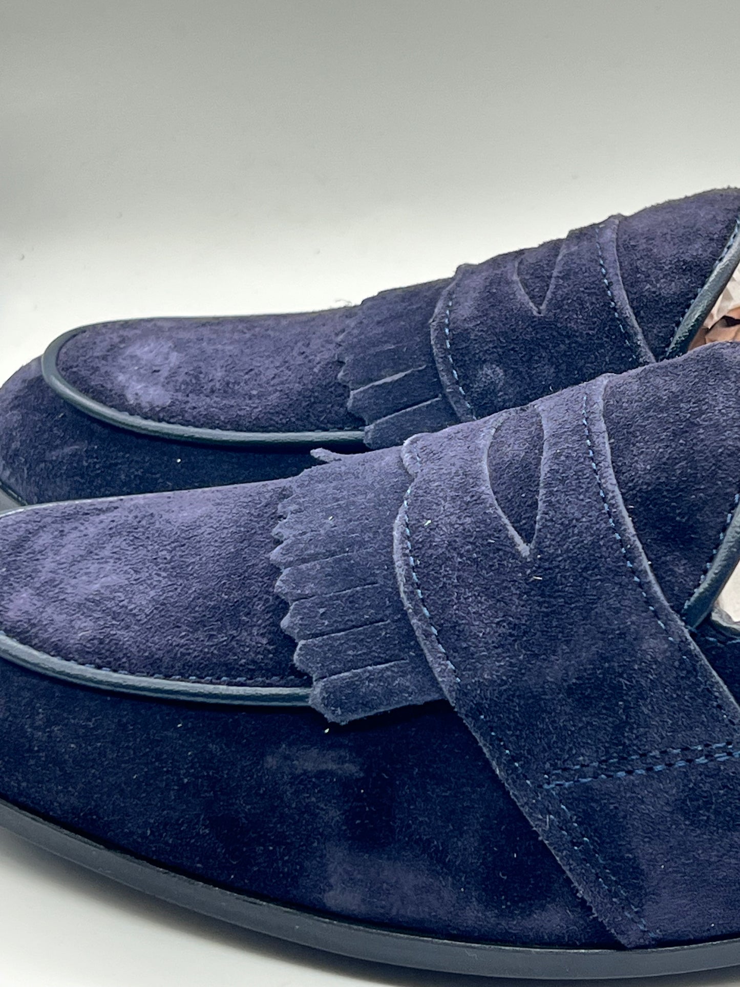 MOCASSINO CAMOSCIO BLU FRANGIA