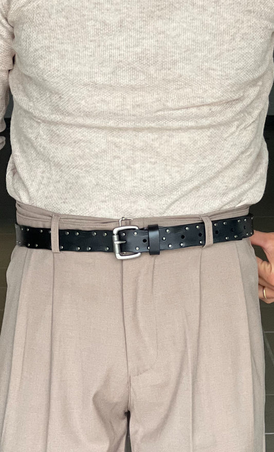 CINTURA PELLE NERA SORRENTO BORCHIA