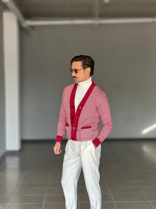 CARDIGAN PRUGNA MISTO LANA EFFETTO BOTTONATO