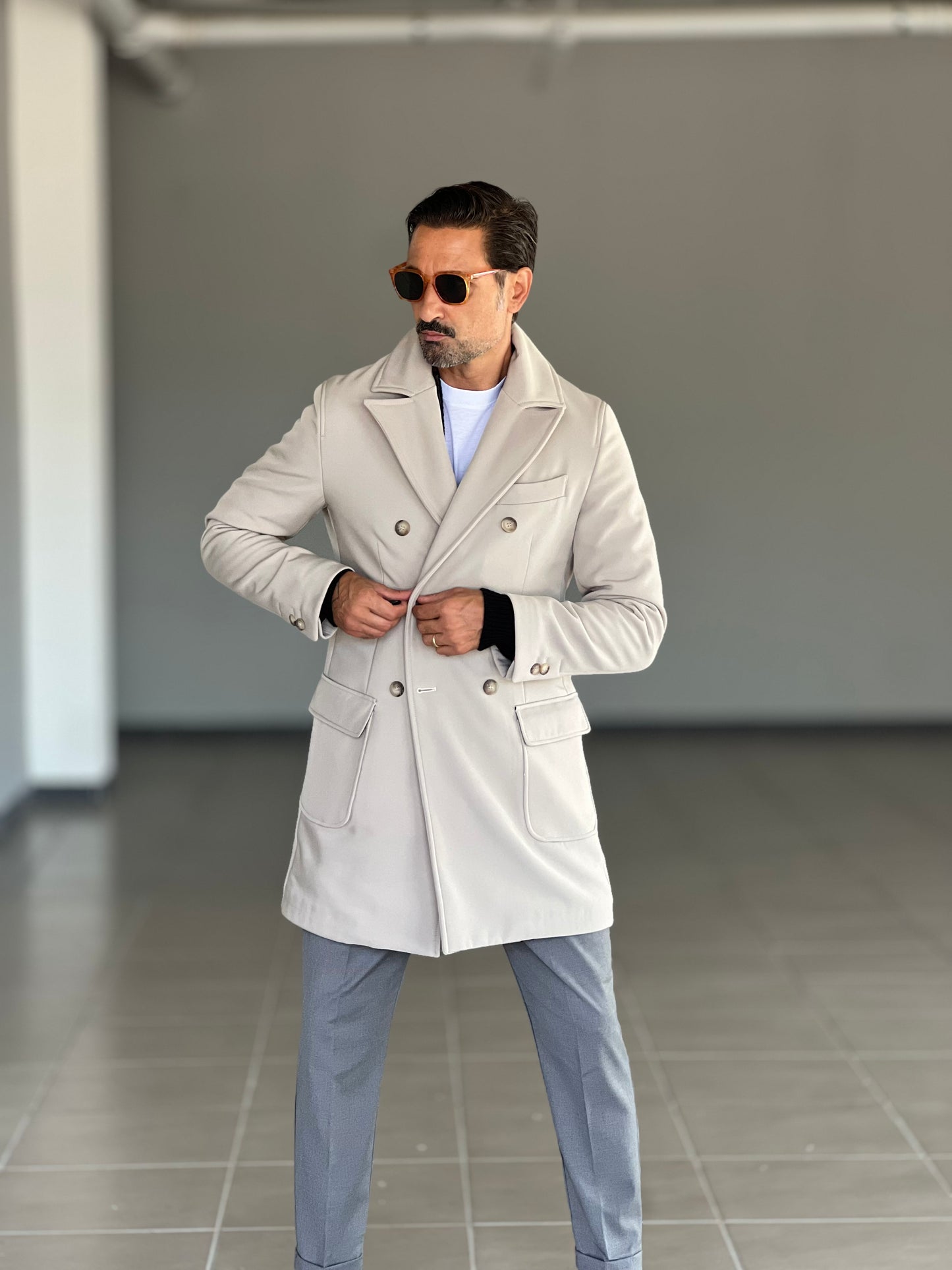 TRENCH BEIGE IMBOTTITO TECNICO DOPPIOPETTO