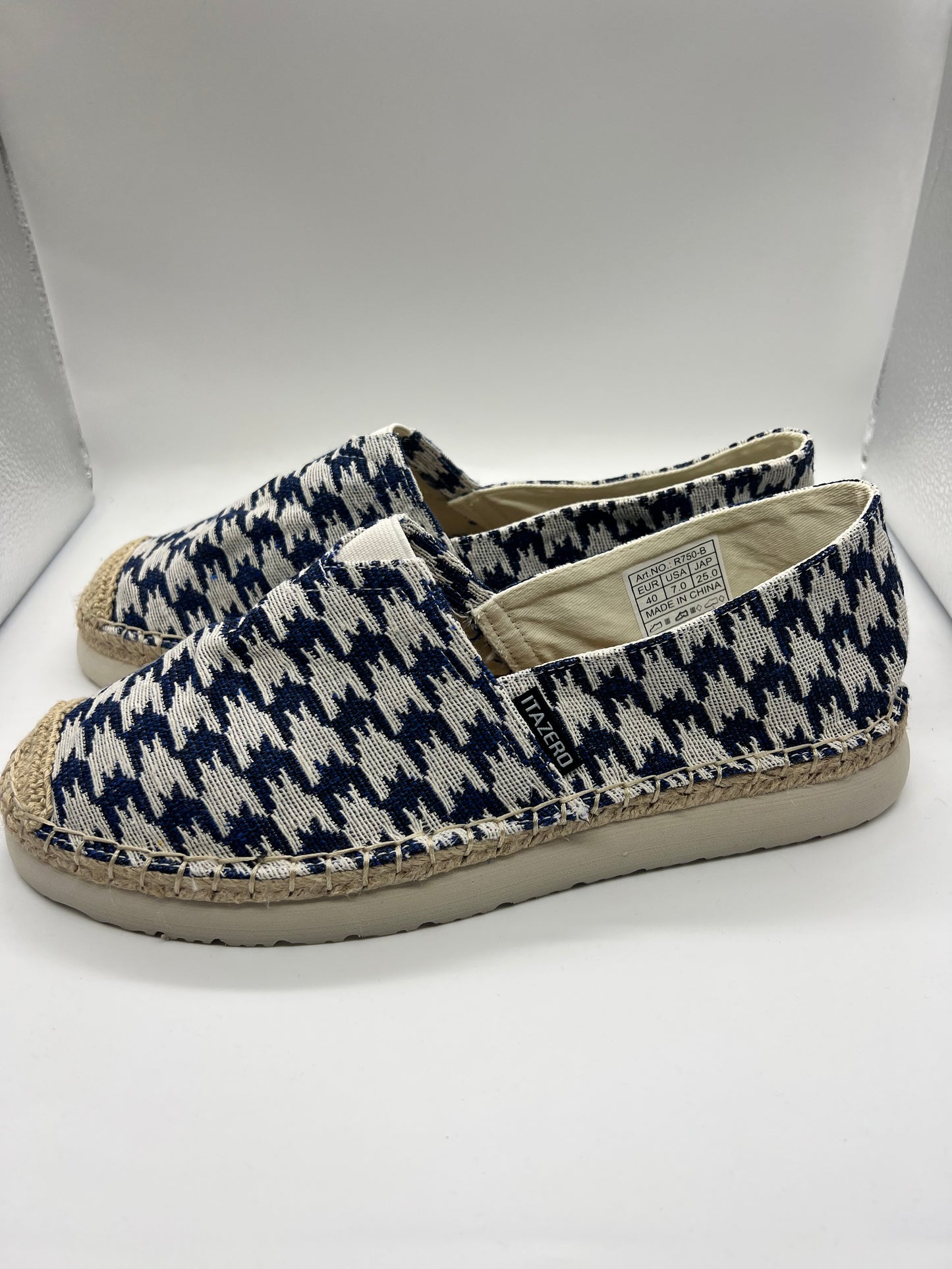 ESPADRILLAS PIEVDE POULE BLU STAMPA M FONDO PAGLIA E GOMMA
