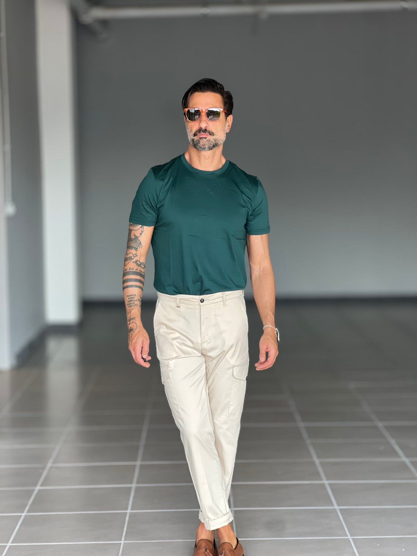 T SHIRT VERDE BOTTIGLIA FILO DI SCOZIA MEZZA MANICA