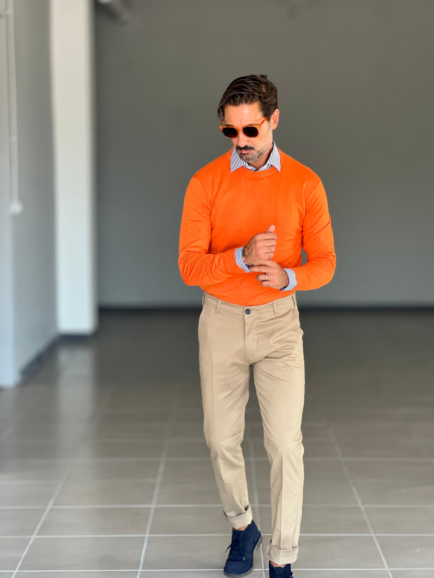 MAGLIA GIRO ARANCIO 2 FILI VISCOSA E MISTI