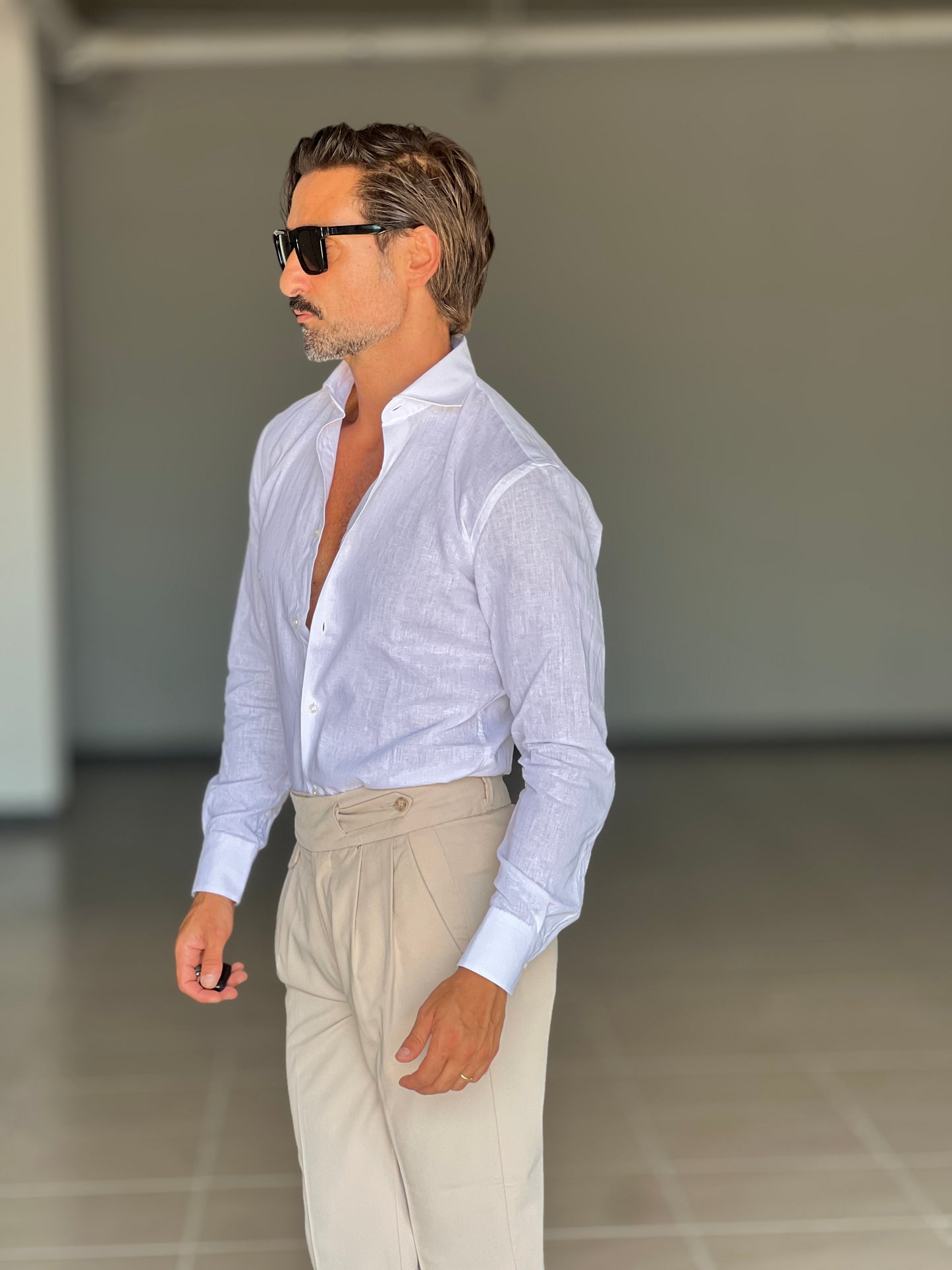 CAMICIA BIANCA 100%LINO