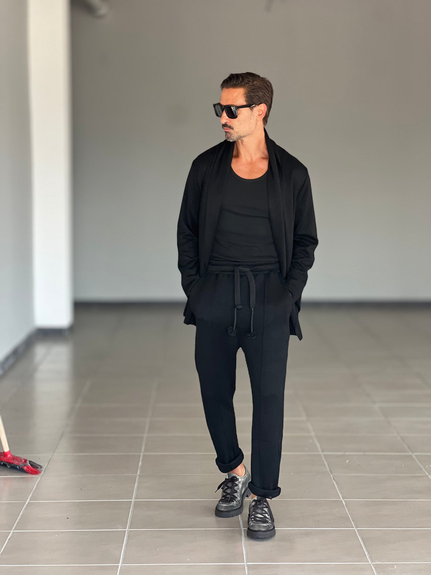 CARDIGAN NERO MAXI SCIALLATO XAGON