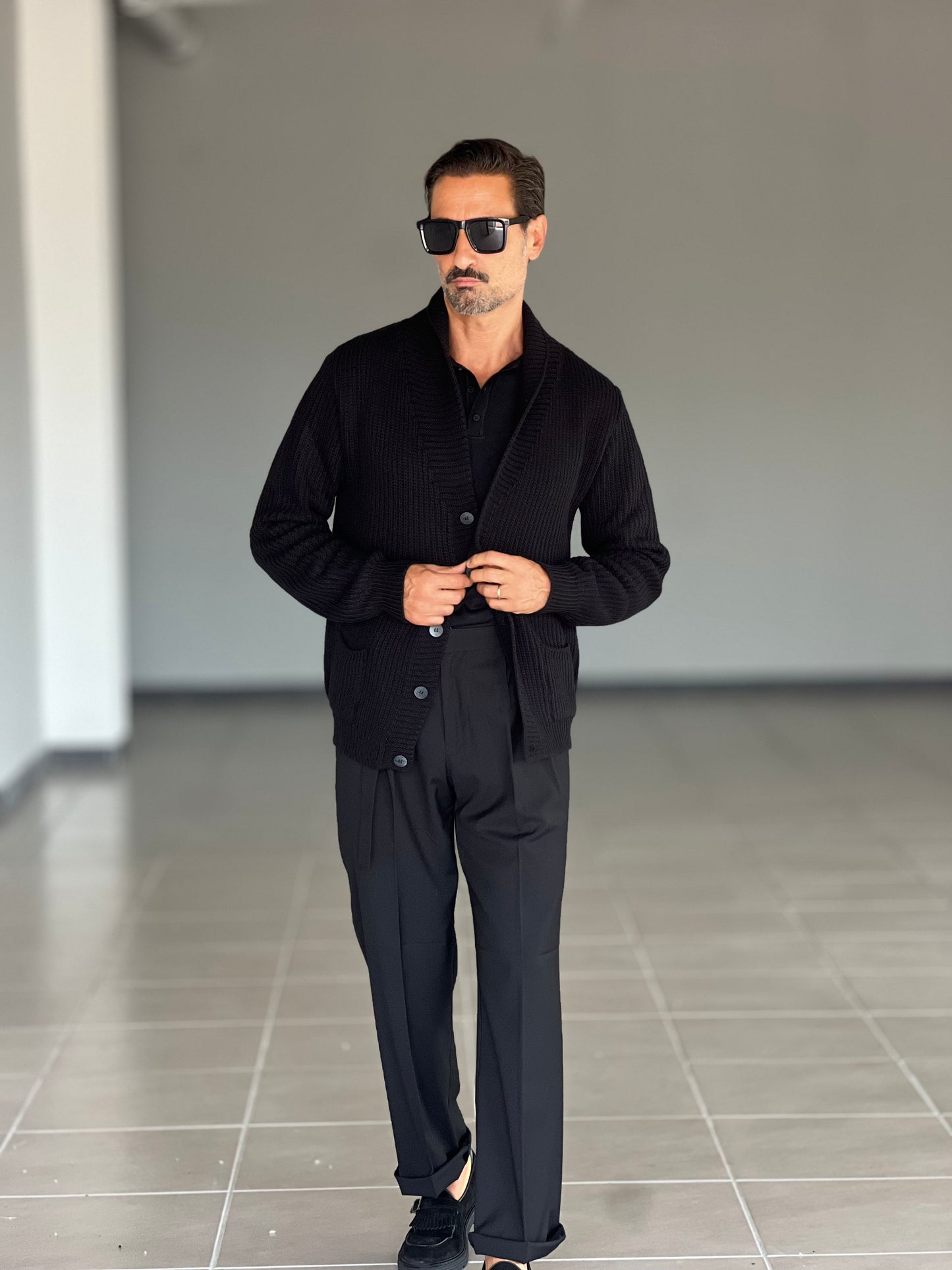 CARDIGAN SCIALLATO NERO BL11