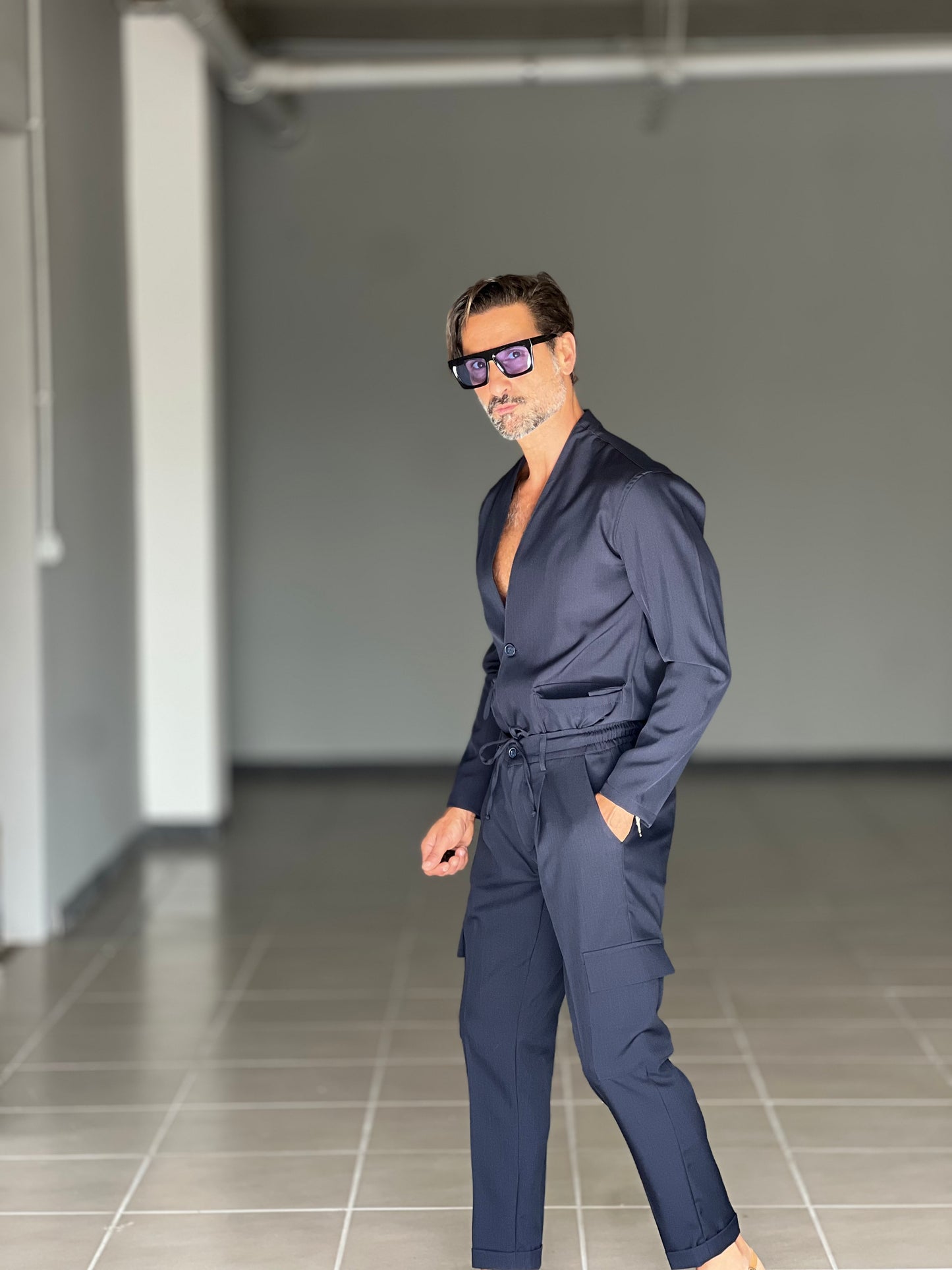 ABITO COLLO STONDATO BLU N VISCOSA