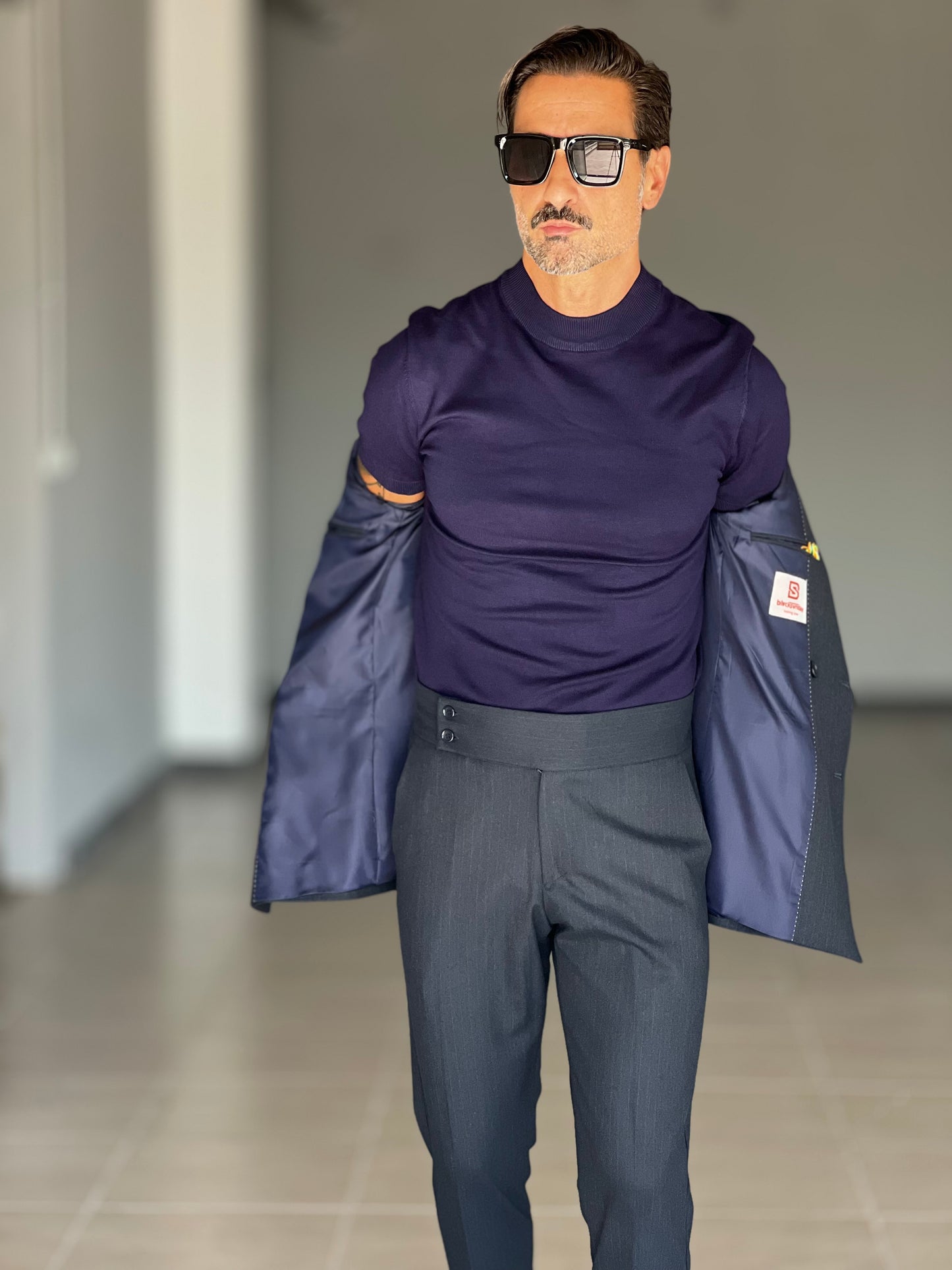 MAGLIA GIRO BLU MEZZO COLLO VISCOSA E MISTI