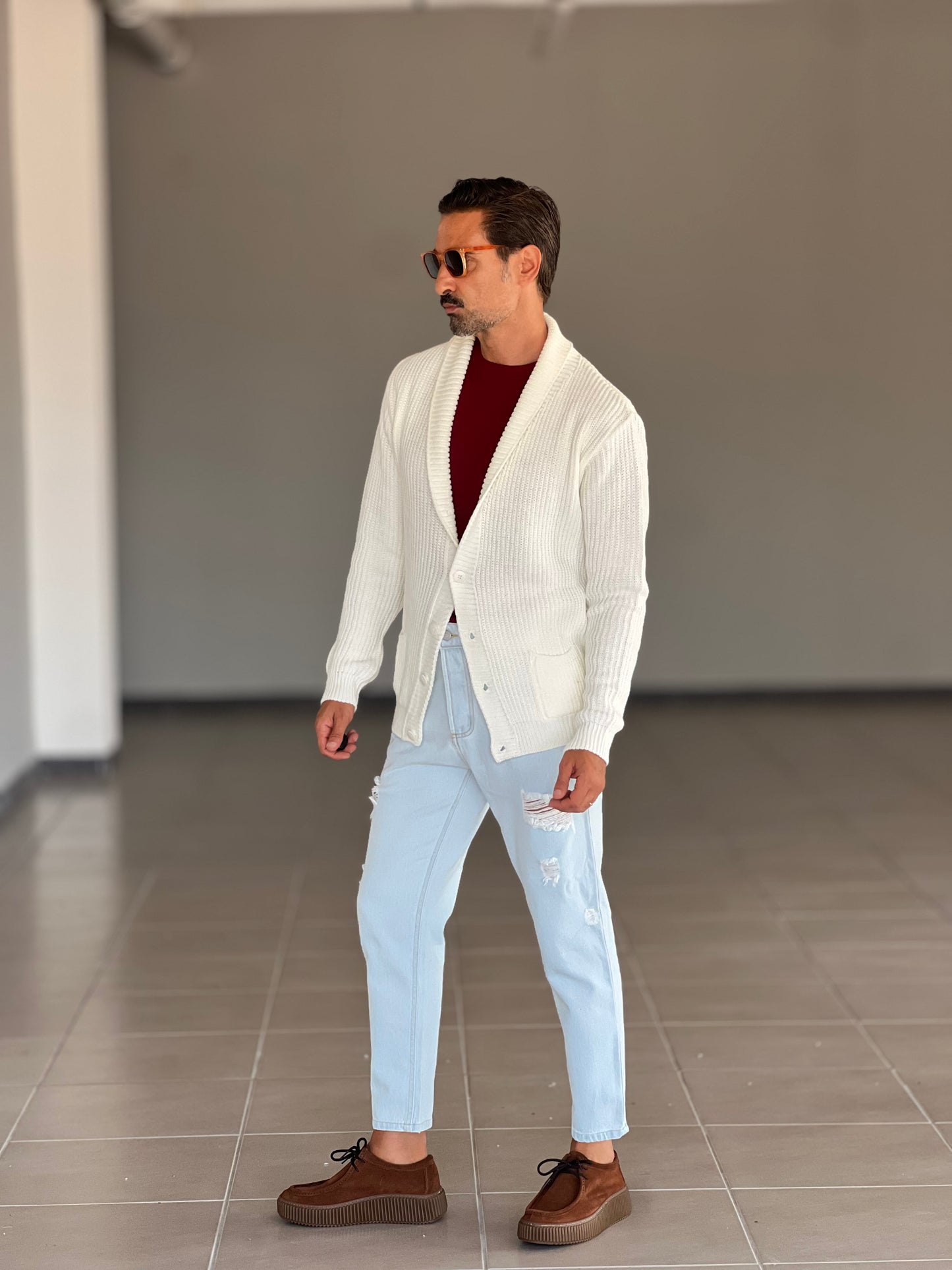 CARDIGAN SCIALLATO PANNA BL11