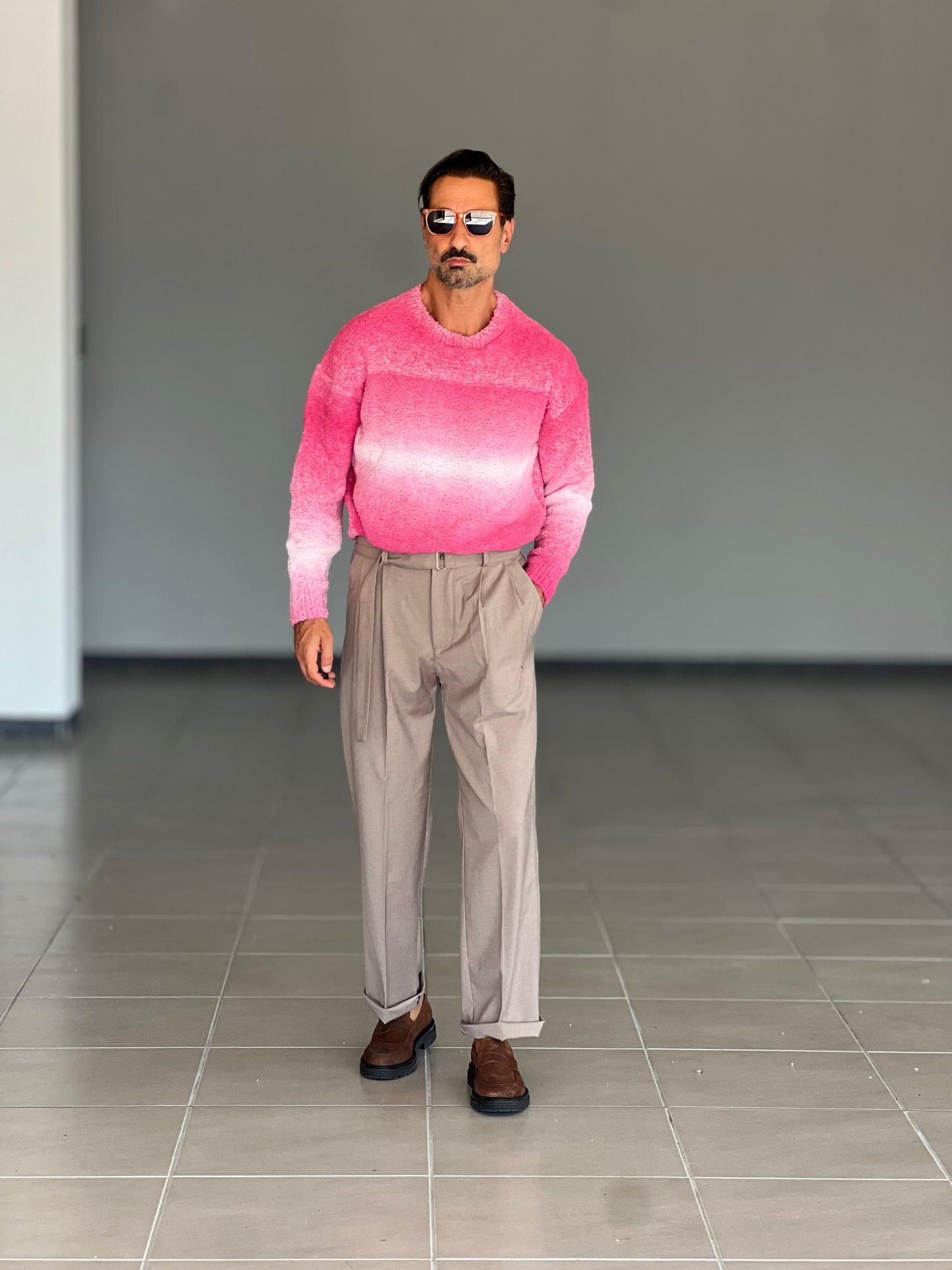 PANTALONE FONDO AMPIO TORTORA CINTURA VISCOSA E MISTI