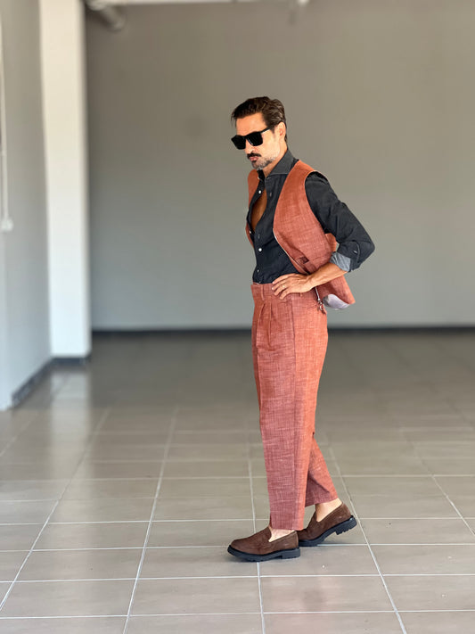 BLACK CHAIN VISCOSE TROUSERS