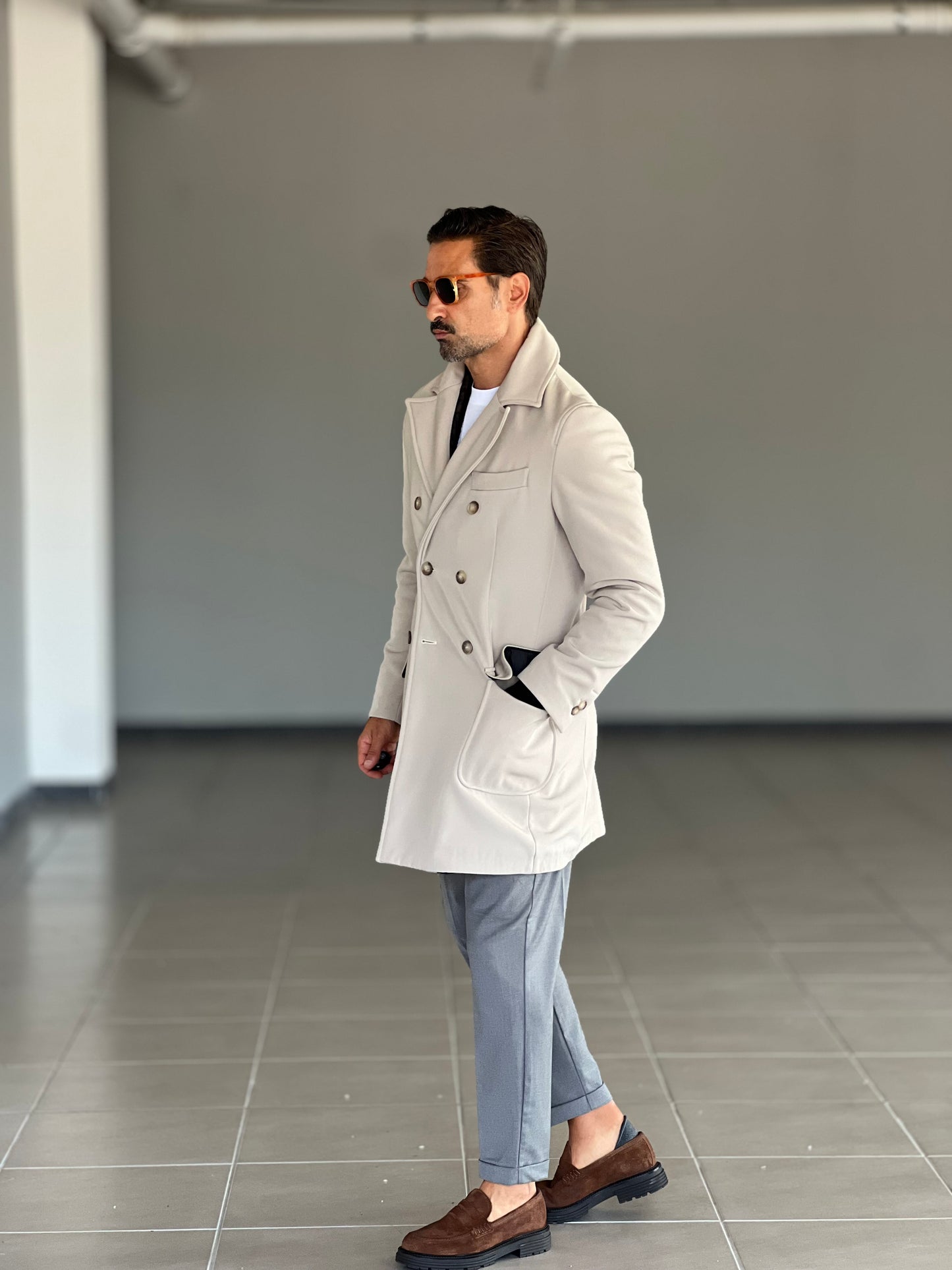 TRENCH BEIGE IMBOTTITO TECNICO DOPPIOPETTO