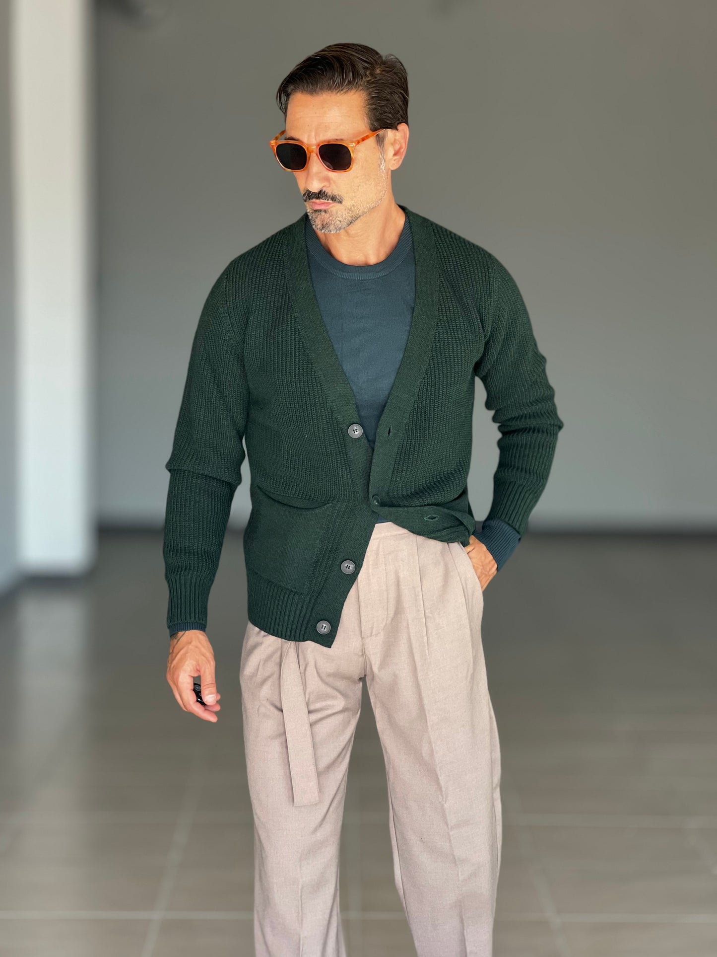 MAGLIA GIRO VERDE VISCOSA E MISTI