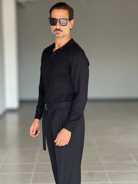 POLO NERA RASATA VISCOSA E MISTI