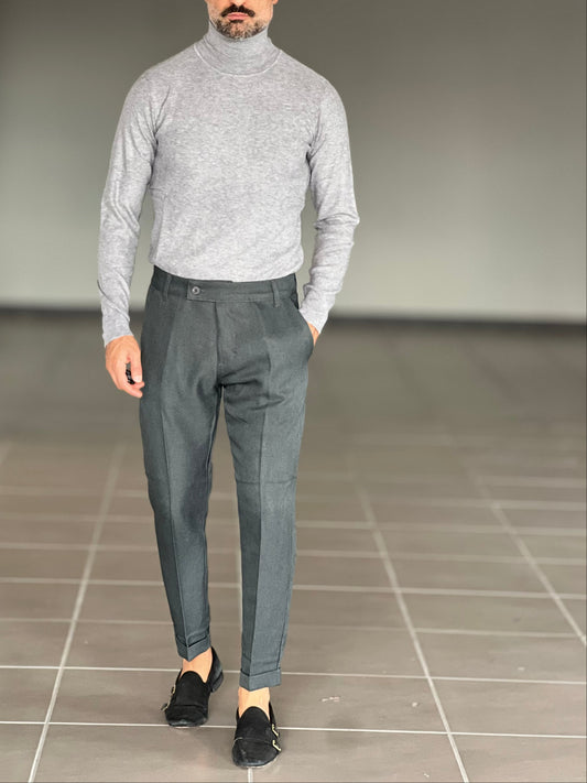 BLACK CHAIN VISCOSE TROUSERS