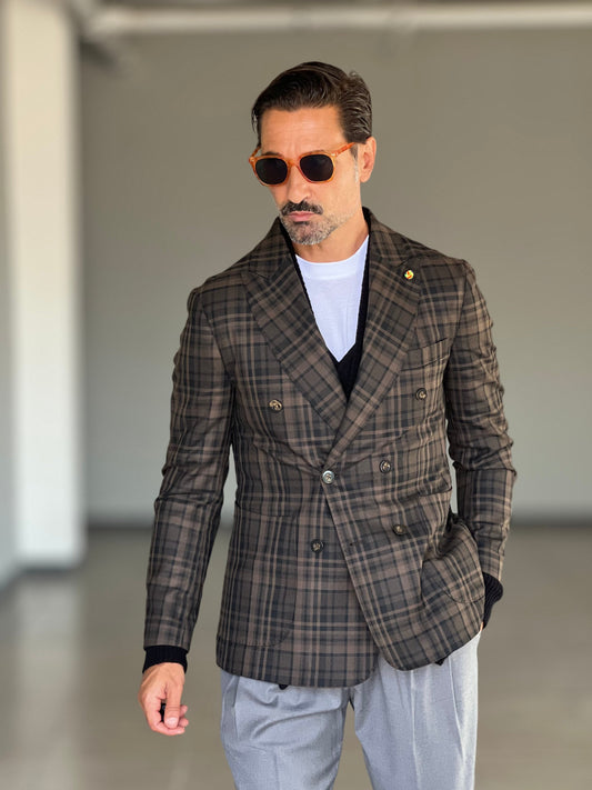 GIACCA DOPPIPPETTO MORO E NERO TARTAN