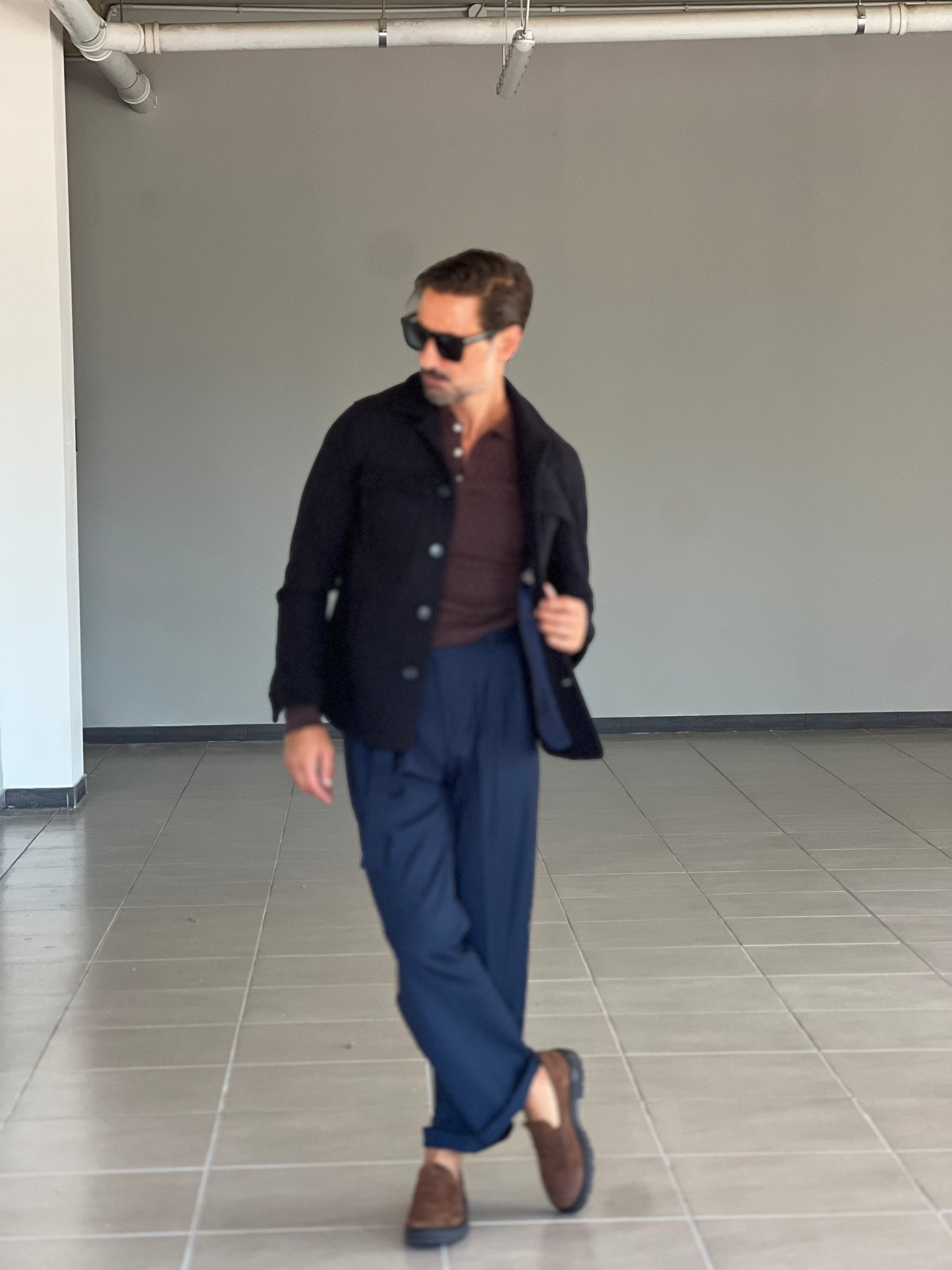PANTALONE FONDO AMPIO BLU CINTURA VISCOSA E MISTI