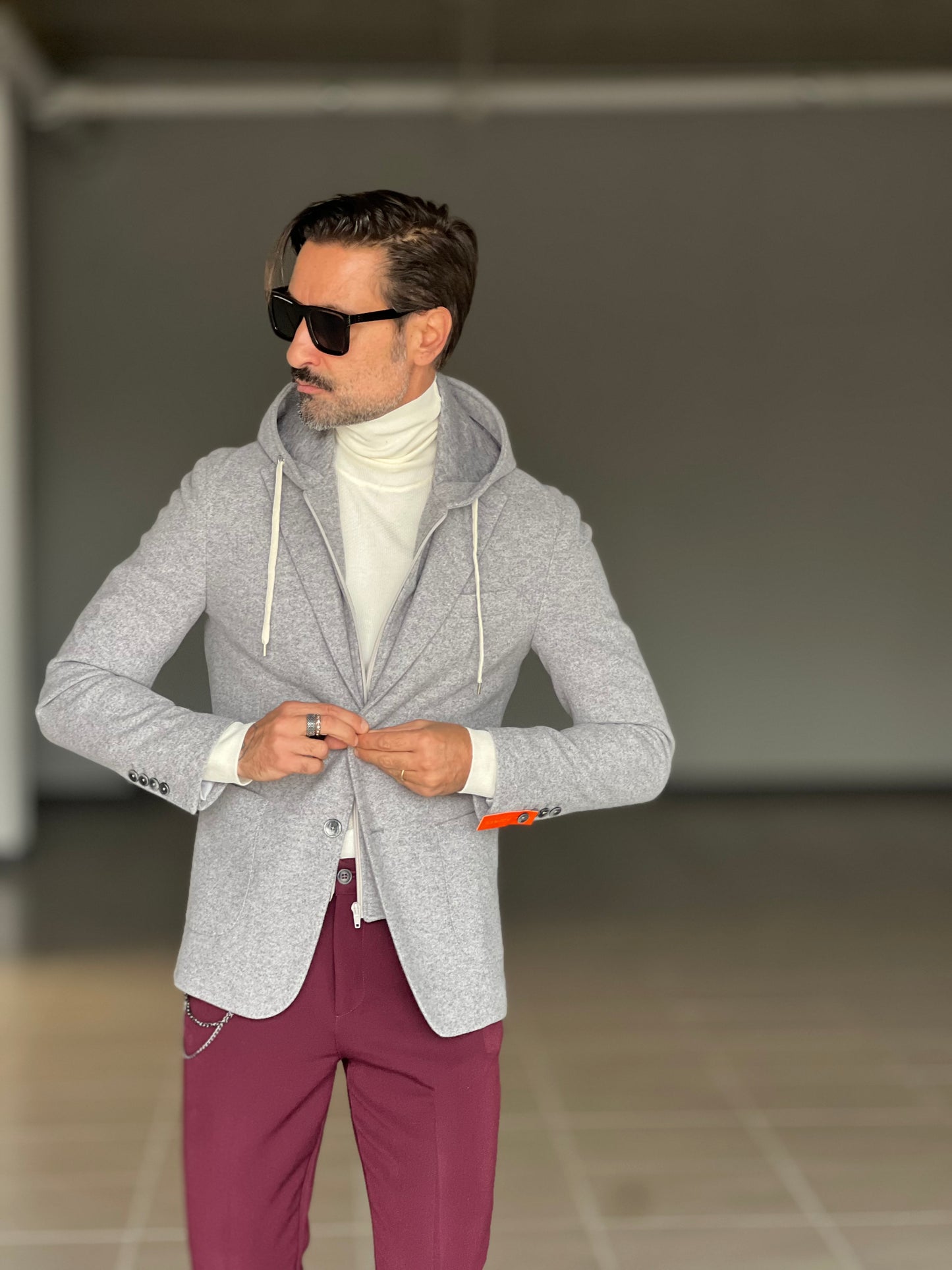 GIACCA PANNO GRIGIA INTERNO FELPA ESTRIBILE