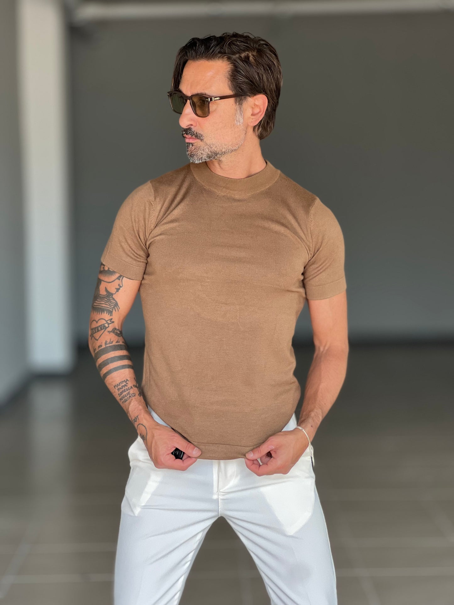 BLUE THREAD COTTON CREW NECK SWEATER