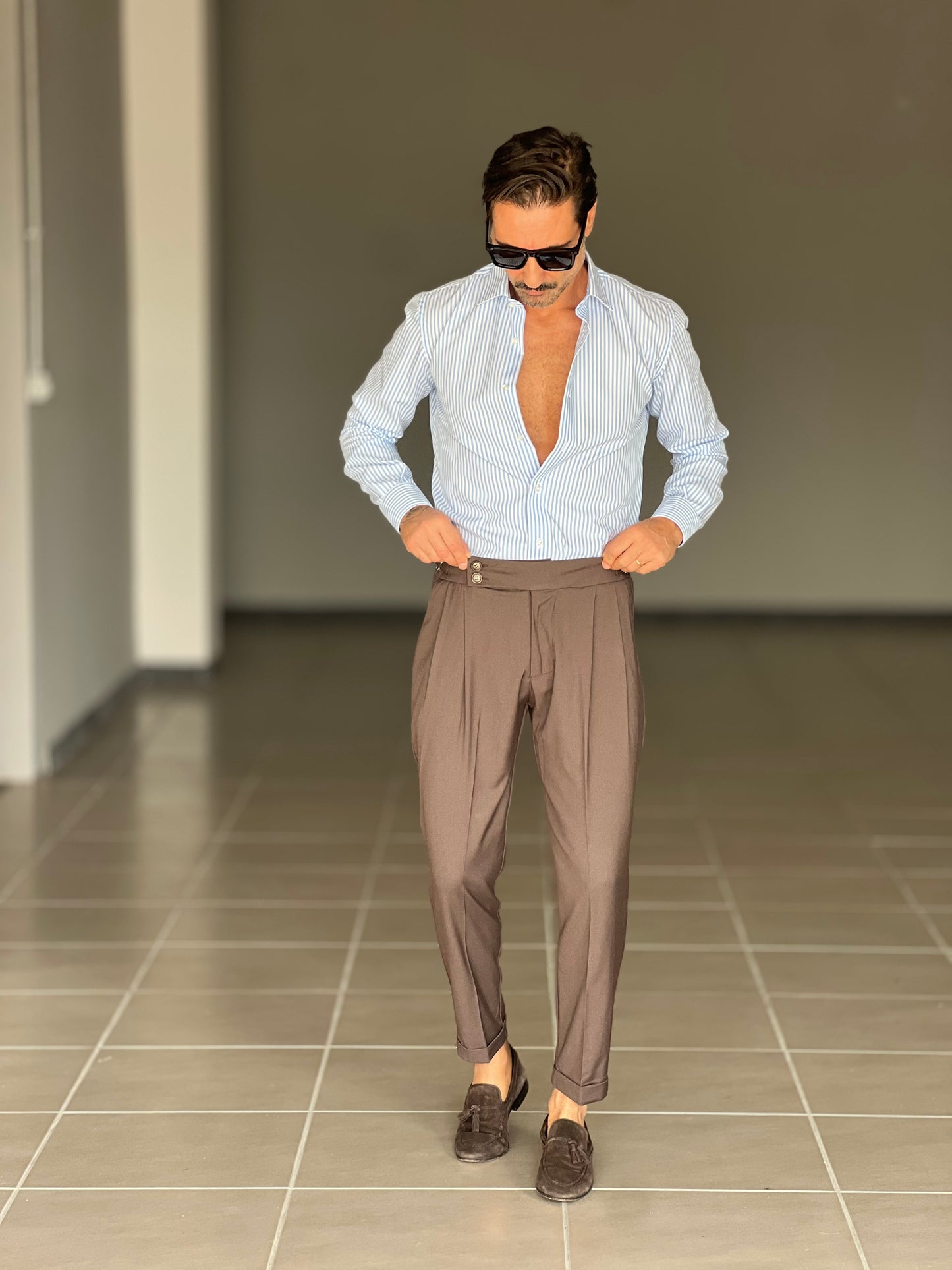 BLACK CHAIN VISCOSE TROUSERS