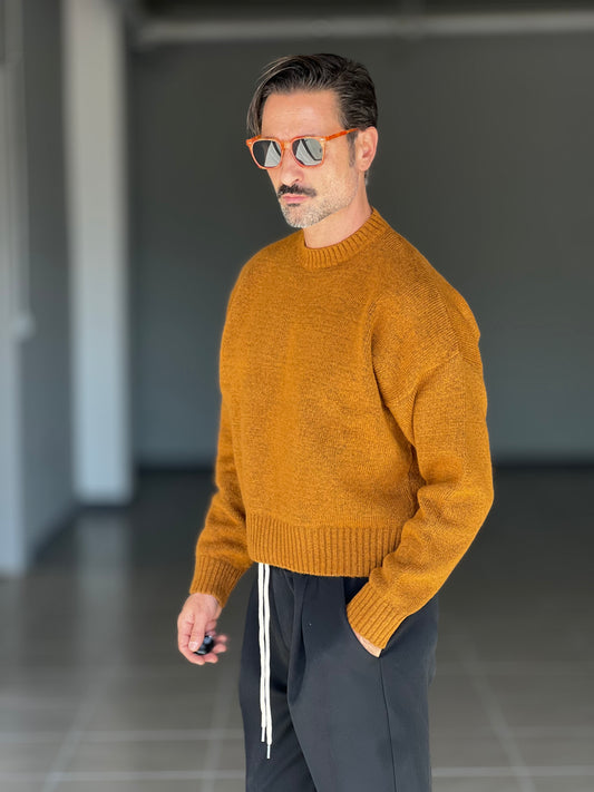 BLUE THREAD COTTON CREW NECK SWEATER