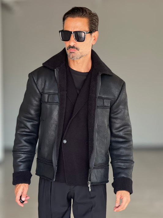 STILOSOPHY PERFORATED DARK ECO-LEATHER BIKER